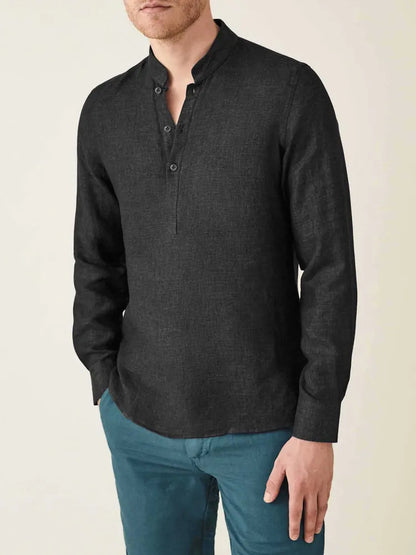 New Men's Linen Long Sleeve Shirt