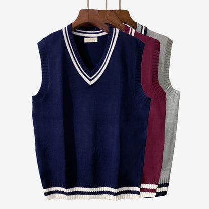 Men's Thick V-Neck Sleeveless Sweater