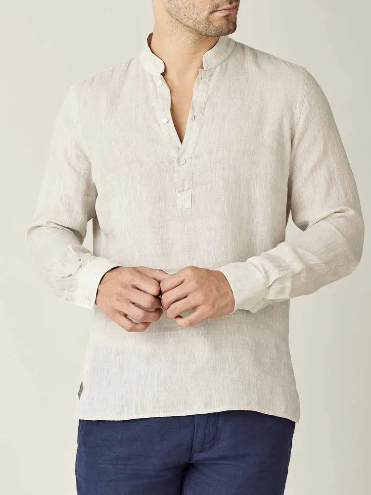 New Men's Linen Long Sleeve Shirt