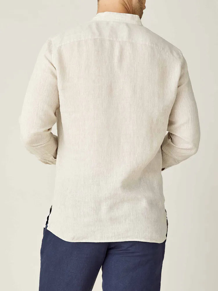 New Men's Linen Long Sleeve Shirt