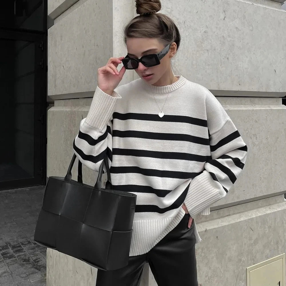 Casual Oversized Striped Pullover