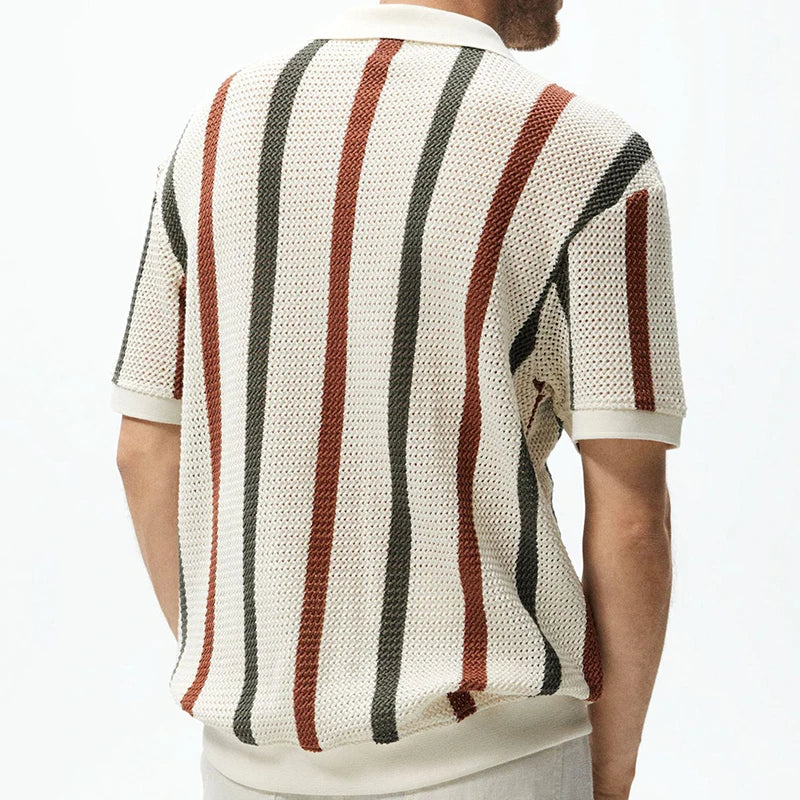 Striped  Knitted Polo Shirt