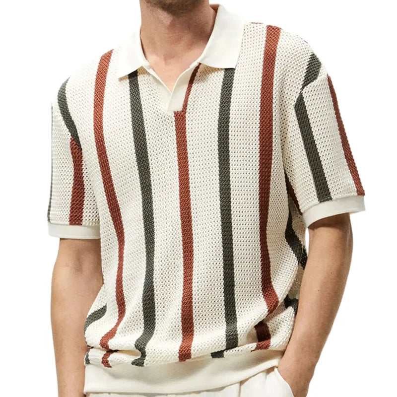 Striped  Knitted Polo Shirt