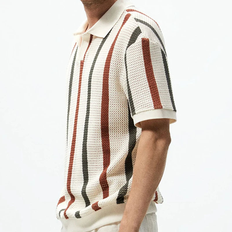 Striped  Knitted Polo Shirt