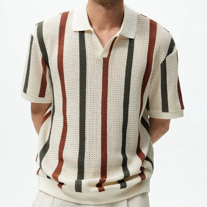 Striped  Knitted Polo Shirt