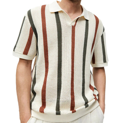 Striped  Knitted Polo Shirt