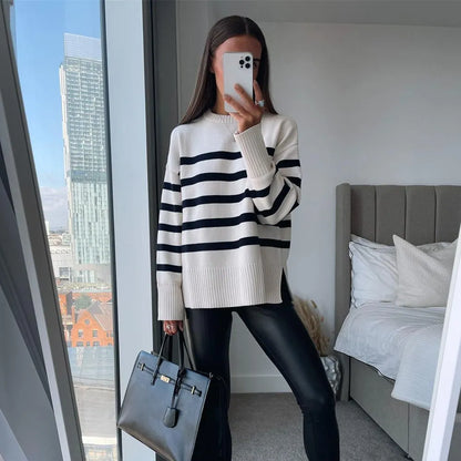 Casual Oversized Striped Pullover