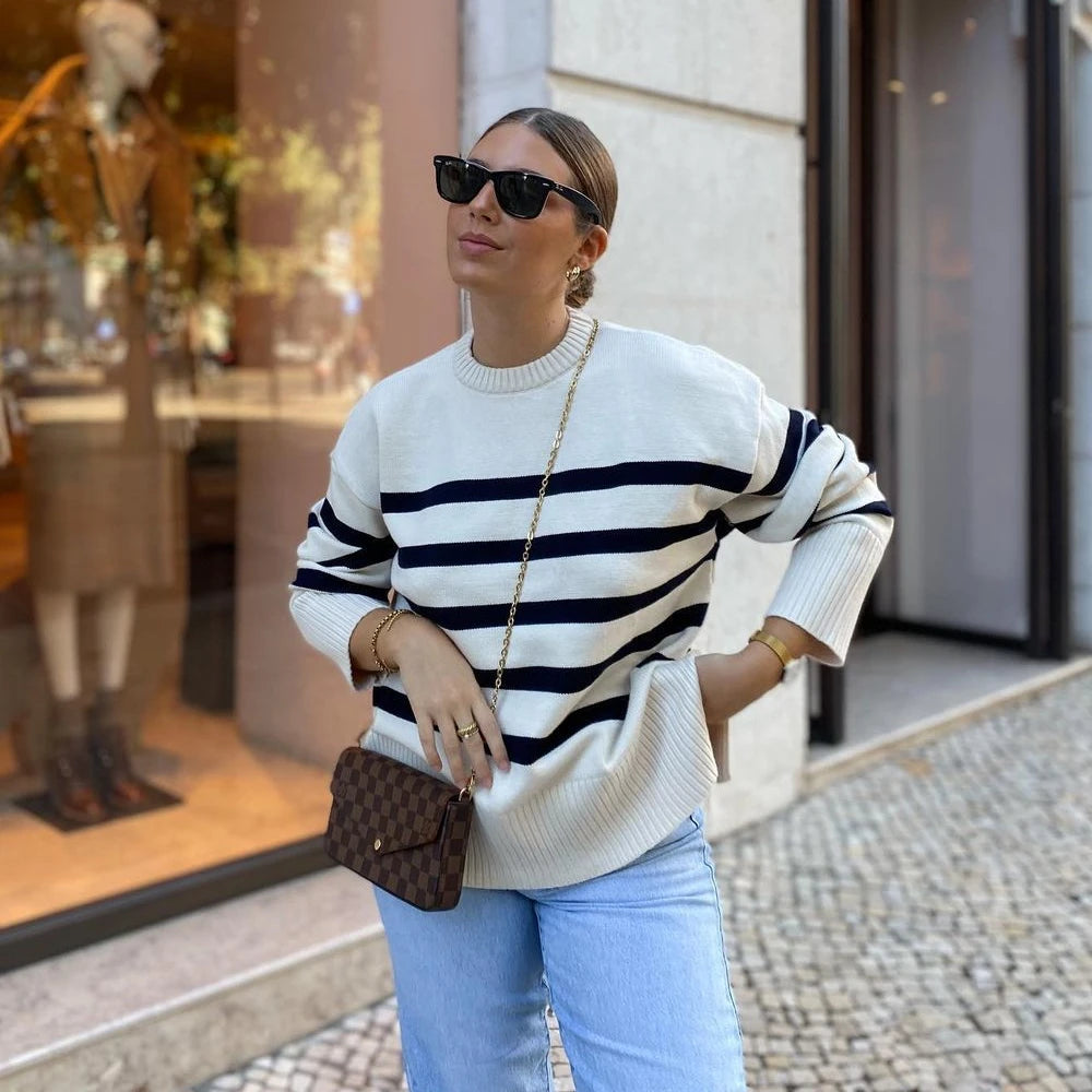 Casual Oversized Striped Pullover