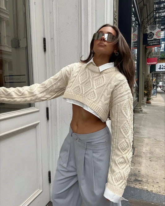 Cropped Knitted Sweater