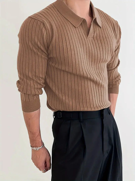 Long Sleeve Knit Polo Shirt